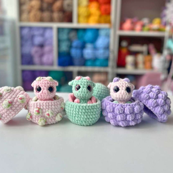 Hatching Baby Dragon & Eggs-Crochetwonderlaand